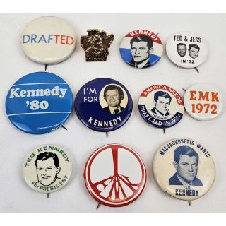 Ted Kennedy Campaign Pinback Button Collection - 11 Different