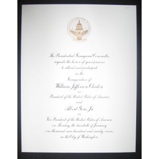 Bill Clinton 1993 Inaugural Invitation
