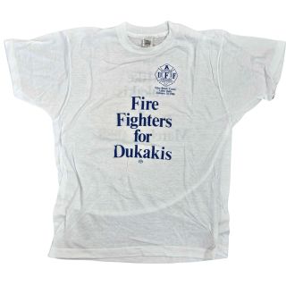 1988 "Firefighters for Dukakis" Campaign Palm Beach County Florida Rally T-Shirt
