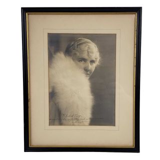 FIrst Lady Lou Henry Hoover Signed Unusual Boa Fashion Photograph