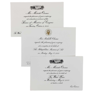 2009-11 Three Different First Lady Michelle Obama White House Event Invitations 