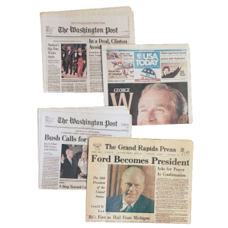 4 Different Inauguration Day Newspapers - George W Bush & Gerald Ford