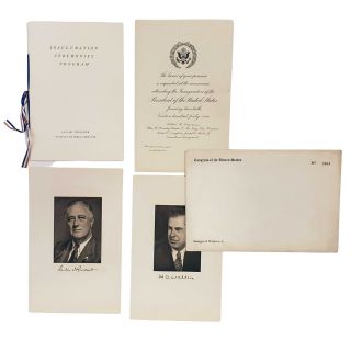 1941 Franklin Roosevelt Congressional Inaugural Invitation Set Platform A