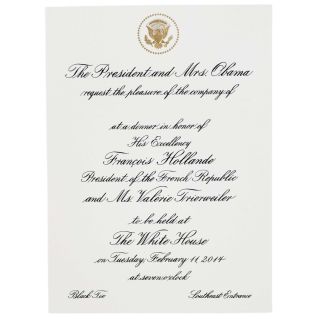 2014 White House State Ceremony Invitation French President Hollande 