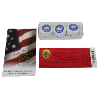 2001 & 2005 George W. Bush Inaugural Golf Balls, Ticket & Program