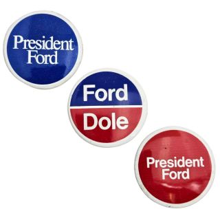 1976 Gerald Ford and Bob Dole Set of 3 Different Campaign Buttons