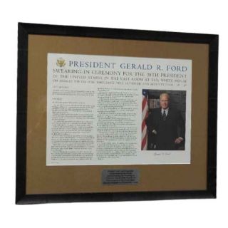 Scarce Signed Gerald Ford Swearing In Ceremonies Display