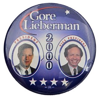 2000 Gore Lieberman 3" Campaign Button