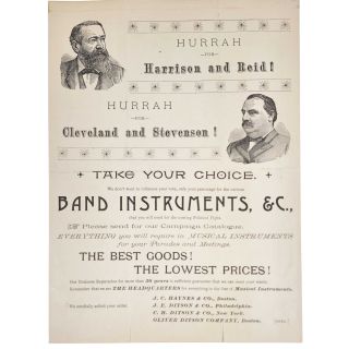 1892 Harrison-Reid & Cleveland-Stevenson “Take Your Choice” Campaign Advertising Broadsheet