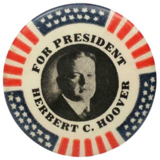 1928 Herbert C. Hoover for President Patriotic Red White & Blue 1.25" Campaign Button