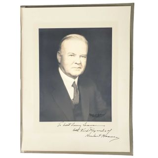 President Herbert Hoover Inscribed Autograph Portrait Photograph to White House Police 