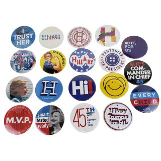 2016 Hillary Clinton "Forty Five Pin Project" 3" Campaign Buttons (19)