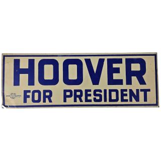 1928 Herbert Hoover License Plate Attachment / Metal Sign Placard
