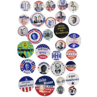1968 Humphrey Muskie Collection of 30 Diffferent Campaign Buttons