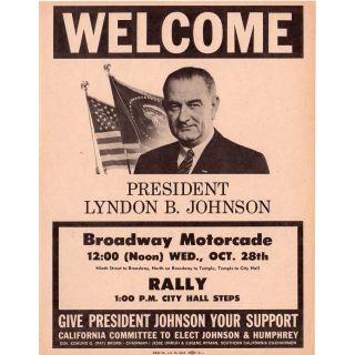 1964 California Campaign Rally Flyer for President Lyndon Johnson