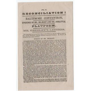 1872 Reconciliation Baltimore Democratic Convention Reconciliation Pamphlet