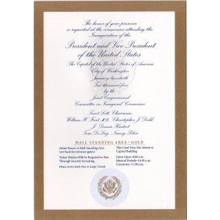 2005 George Bush Inaugural Ceremonies Gold Ticket