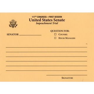 2020 Donald Trump Senate Impeachment Trial Question Form