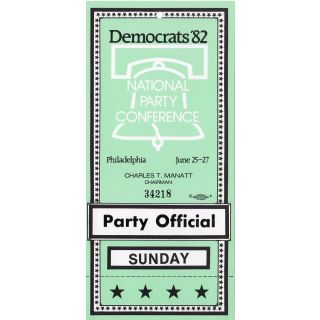 1982 Democratic National Party Conference PARTY OFFICIAL Badge