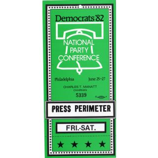 1982 Democratic National Party Conference Press Badge
