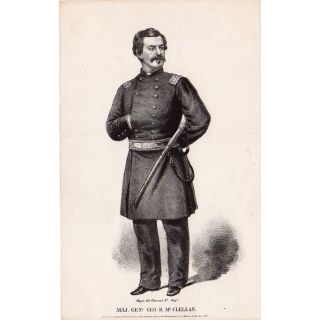 1861 General McClellan Civil War Engraving