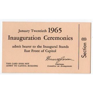 1965 Lyndon Johnson Inaugural Ticket