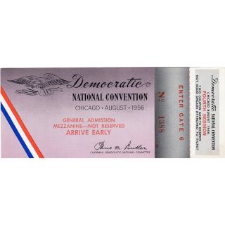 1956 Democratic National Convention Collectible Ticket