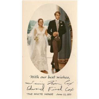 1971 Tricia Nixon Cox White House Wedding Best Wishes Signature Photo Card