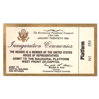 George Bush 1989 Inaugural Ceremonies Ticket