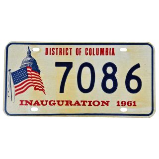 1961 John F Kennedy Official Inaugural License Plate