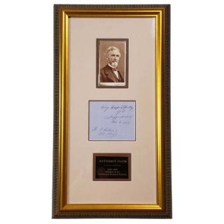 1857 Jefferson Davis Confederate States President Signed Note & CDV Framed for Presentation