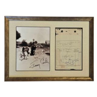 1961 Jimmy and Rosalynn Carter Plains Georgia Peanut Farm Framed Display With Signatures