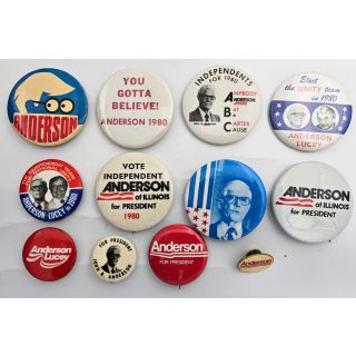 John Anderson Independent Candidate for President Campaign Buttons 12 Different