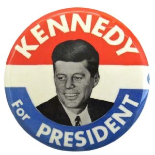 1960 John F. Kennedy For President Classic Campaign Button 3 1/2"