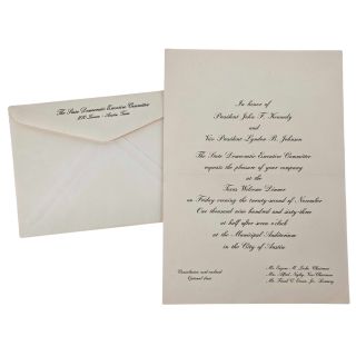 Scarce John F Kennedy Assassination Dinner Invitation To Canceled Event - Texas Welcome Dinner With The Elusive Envelope