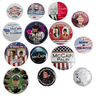 2000 John McCain & Sarah Palin Campaign Button Group of 14 All Different