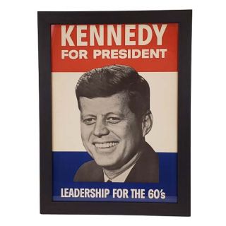 1960 John F Kennedy for President Leadership for the 60s Poster Framed