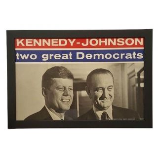 1960 Kennedy Johnson Two Great Democrats Framed Poster