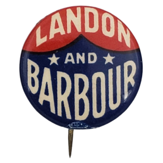 1936 Alf Landon and William Barbour New Jersey Coattails Campaign Button