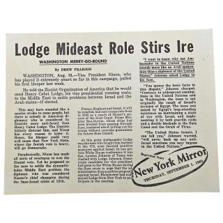 1960 Nixon Lodge Zionist Blunder? 