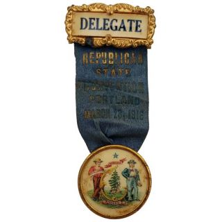 1916 Maine Republican State Convention Delegate Badge