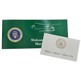 Welcome Aboard Marine One Presidential Helicopter Booklet & Seating/Boarding Card - Reagan Bush Era