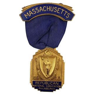 1948 Republican National Convention Massachusetts Delegation Badge 