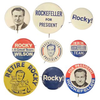 Nelson Rockefeller Group of 9 Different Buttons from President & Governor Races