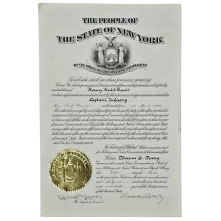 1946 New York Governor Thomas Dewey Signed Military Appointment Document