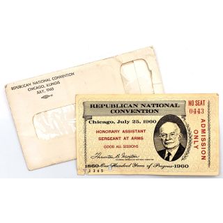 1960 Republican National Convention Ass't Sergeant At Arms Ticket