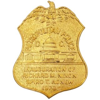 1973 Richard Nixon Inaugural Metropolitan Police Badge -Original Package