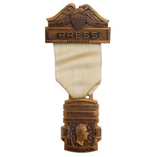 1960 Republican Convention Press Badge - Nixon Lodge