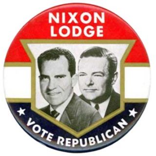1960 Nixon Lodge Vote Republican 3.5" Campaign Button