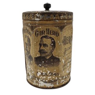 Rare "Our Hero" Antique Spanish American War Coffee Tin